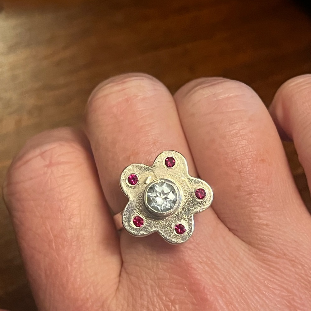 Shana Cave Blue Raspberry OG Flower Ring, Size 7